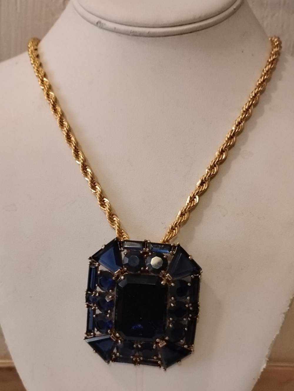 'V" BY Eva Statement Pendant W/Large Rope Chain